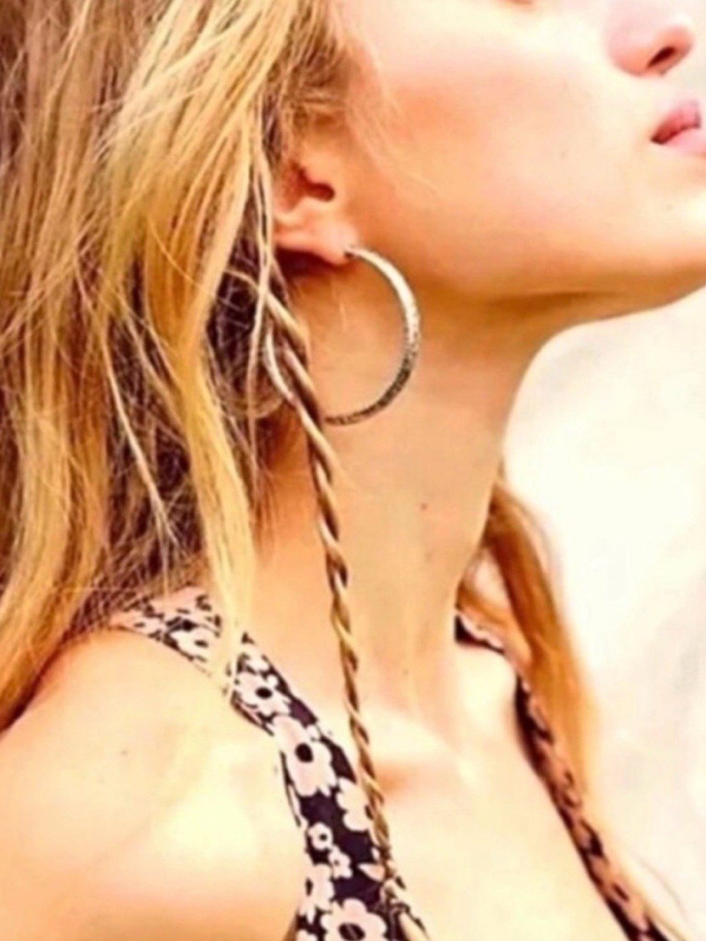 Free People Large Etched Bohemian Thunder Kiss Hoop Earrings